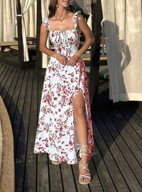Women's Ditsy Floral Print Dress, Elegant Sveless Dress for