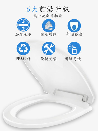 加厚马桶盖通用缓降OUVu型老式坐便盖板抽水厕所坐圈超大PP板36宽 - 图1