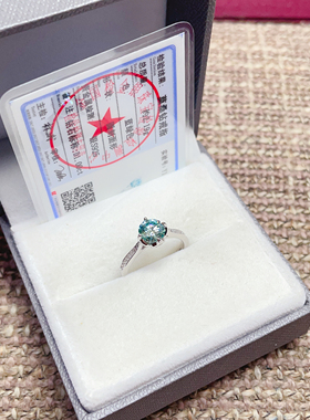 闪亮银饰通体S925纯银蓝绿色莫桑钻戒指女时尚百搭气质优雅潮