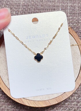 琪娅拉品牌新款s925纯银四叶草项链锁骨项链女百搭气质