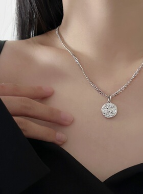丽银饰品气质时尚休闲个性圆形小天使吊牌项链