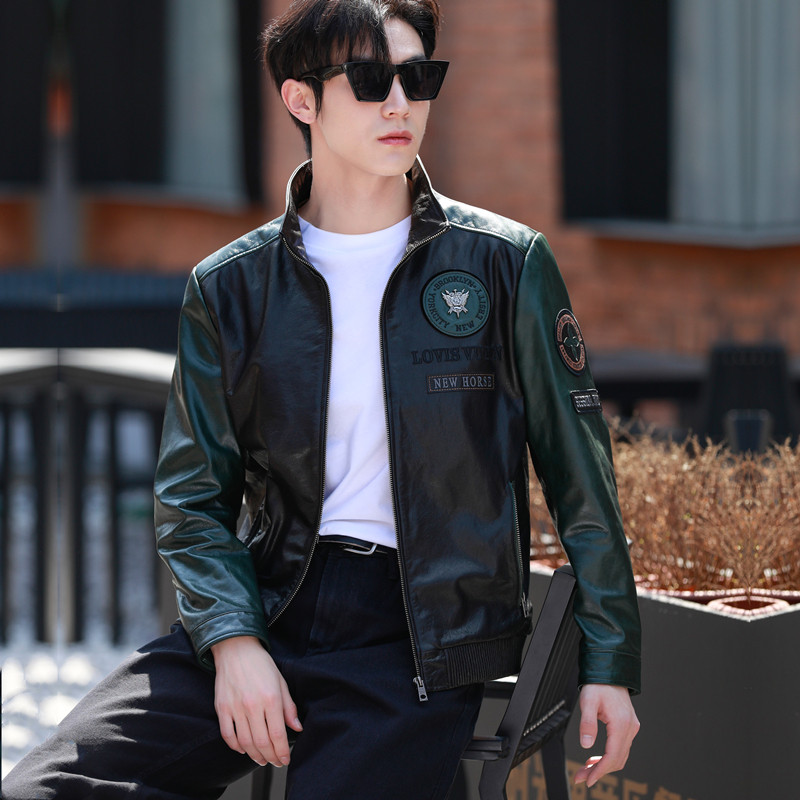皮衣外套男款2025新款机车夹克牛皮外套男立领皮夹克真皮短款潮流,淘宝优惠券,粉丝福利购,淘宝优惠卷