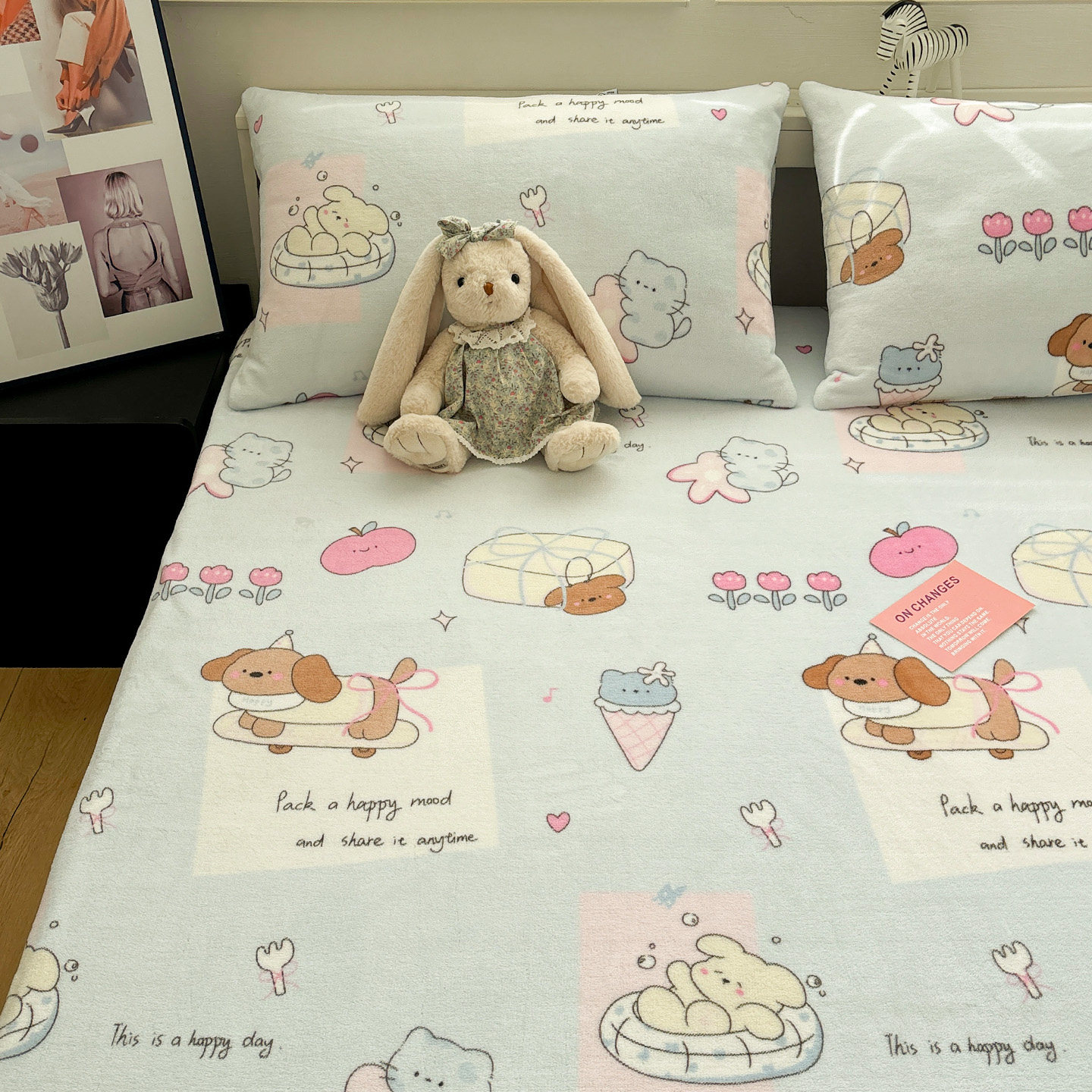 牛奶绒滑板狗蓝床单单件冬加厚珊瑚绒被罩单双人宿舍可配三四件套,淘宝优惠券,粉丝福利购,淘宝优惠卷