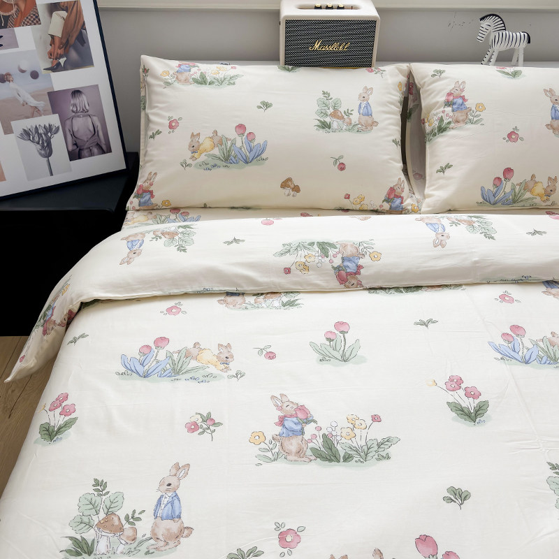 花园兔可爱儿童纯棉床单单件全棉学生宿舍被单1.5床笠可配3四件套,淘宝优惠券,粉丝福利购,淘宝优惠卷
