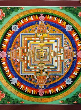 时轮金刚坛城唐卡装饰画客厅玄关装饰画