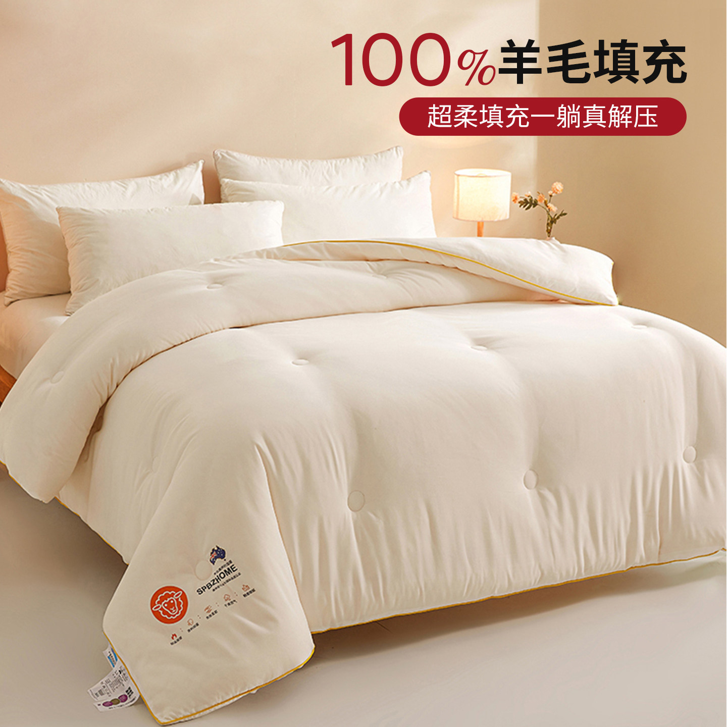 红豆A类羊毛被加厚被子被芯羊毛冬被春秋学生被芯2025新款羊绒被,淘宝优惠券,粉丝福利购,淘宝优惠卷