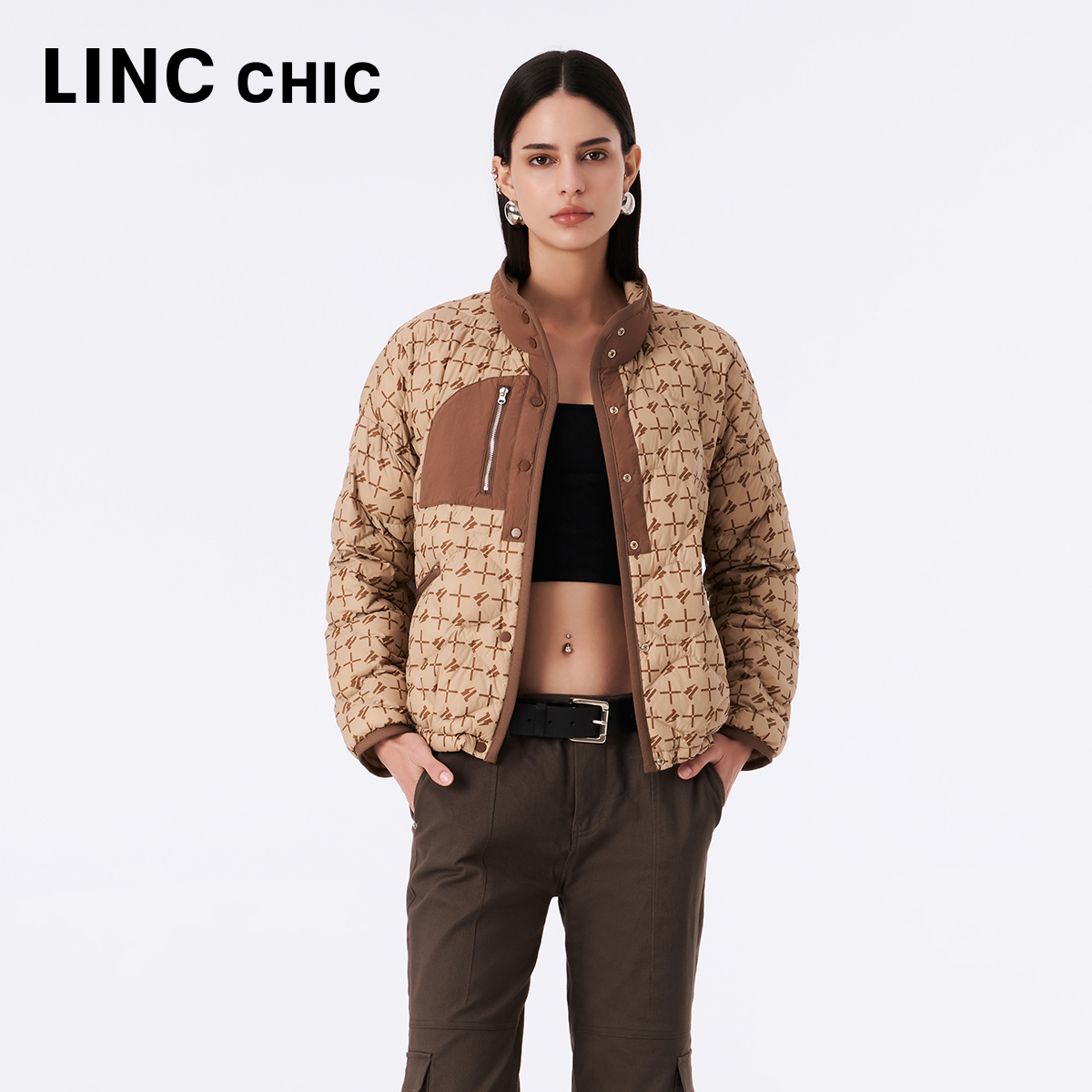 LINCCHIC金羽杰短款轻薄羽绒服女2023新款轻柔便携外套女秋冬款