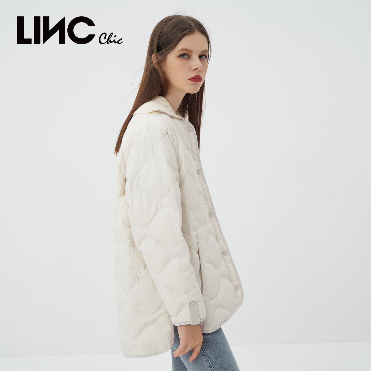 LINC金羽杰反季羽绒服女软奶风轻薄短款羽绒服女外套Y22802325