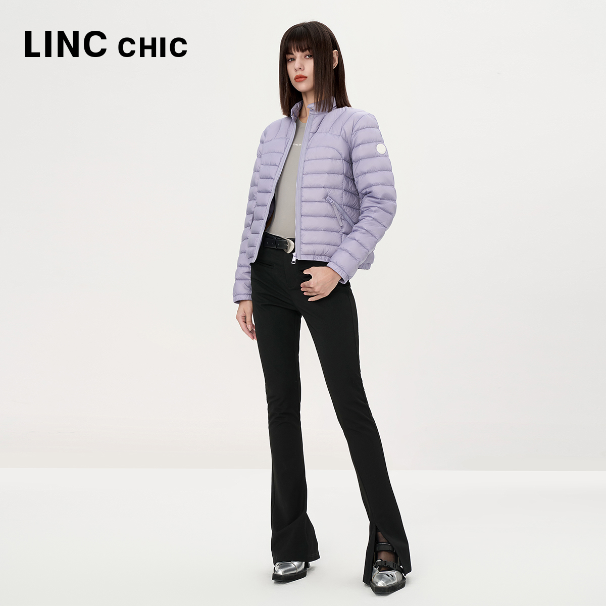 LINCCHIC金羽杰羽绒服女款新款短款轻薄羽绒服女外套排骨衫1155