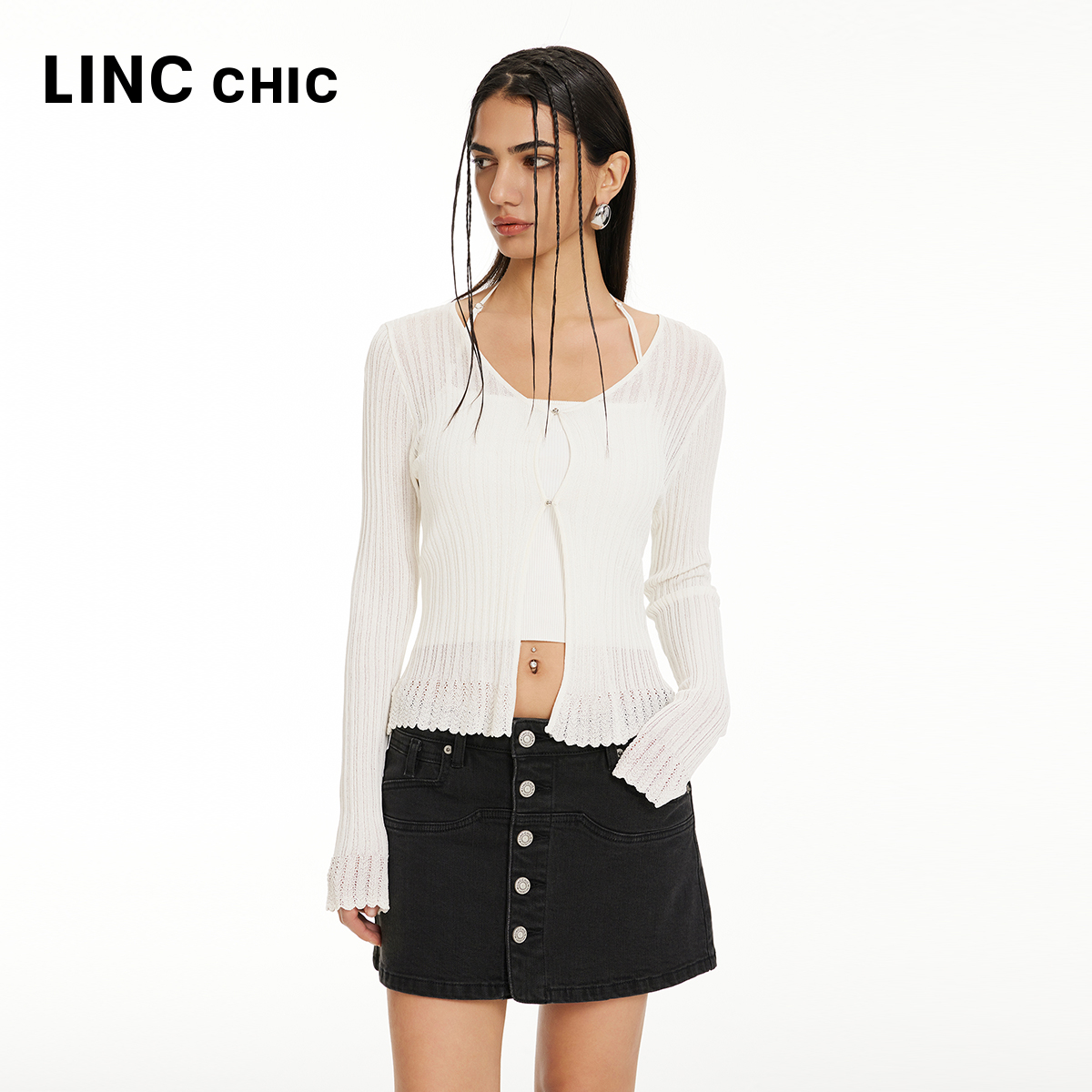 LINCCHIC金羽杰2024年夏季新品水洗牛仔A版短裙女S242DK314Y - 图1