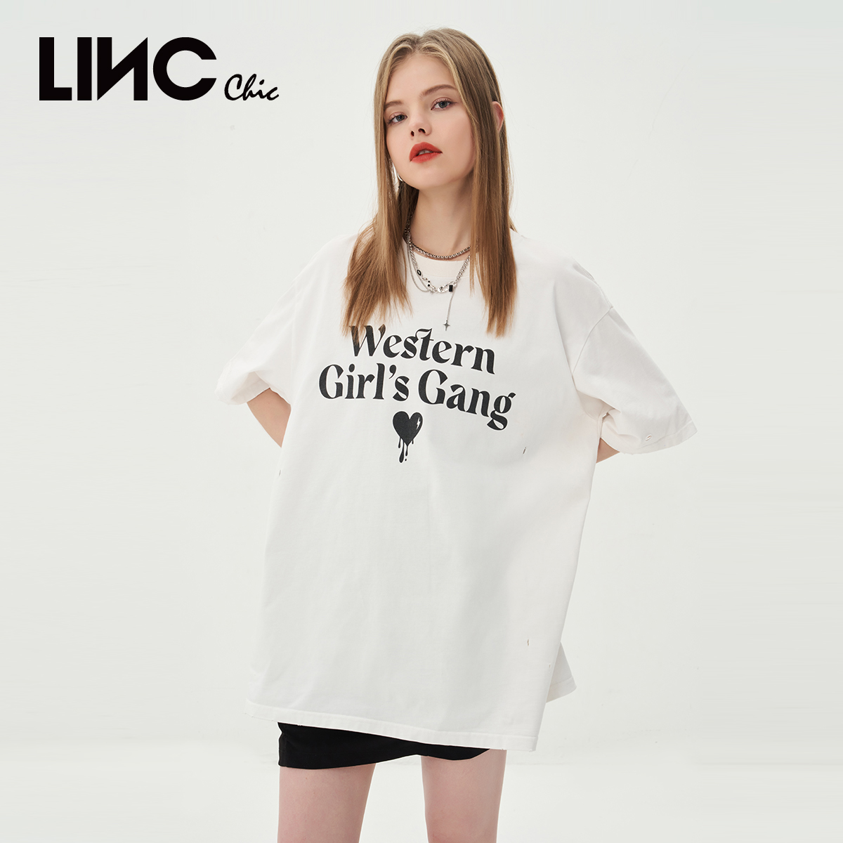 【简约大T合集】LINC金羽杰t恤简约字母印花宽松圆领短袖女t恤夏