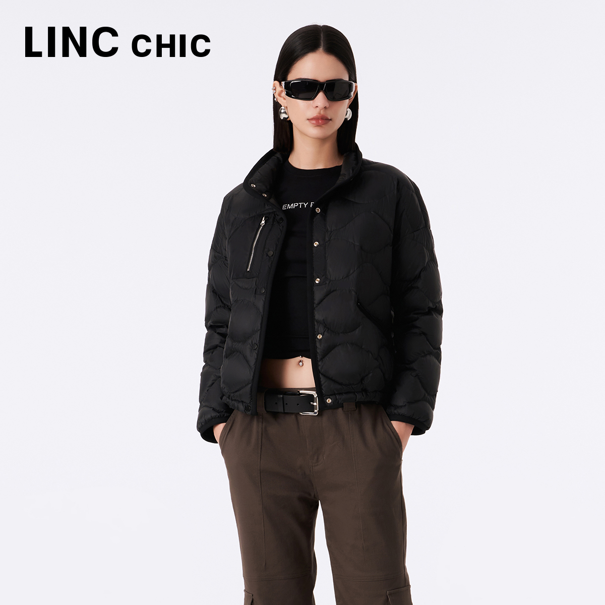 LINC金羽杰短款轻薄羽绒服女2023新款轻柔便携外套女秋Y23801132