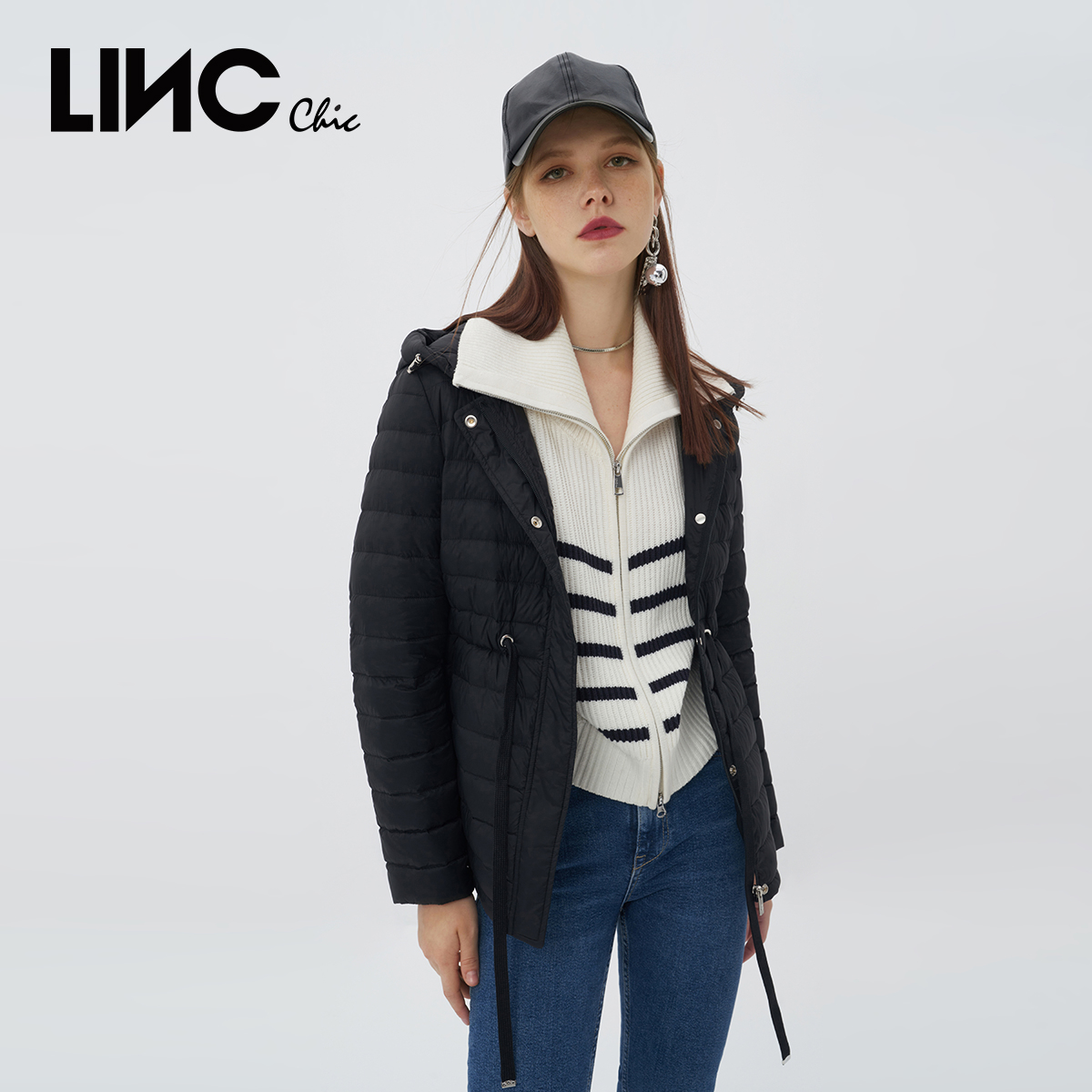 LINCCHIC金羽杰羽绒服女新款反季短款轻薄羽绒服女外套Y21803272