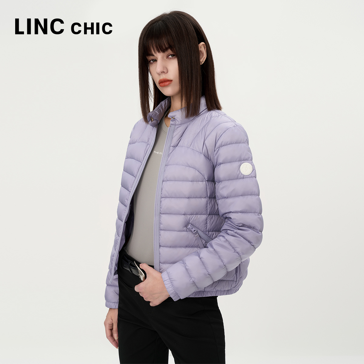 LINCCHIC金羽杰羽绒服女款新款短款轻薄羽绒服女外套排骨衫1155