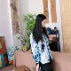 Yiche tie-dyed handmade-dyeed plant-dyeed intangible cultural heritage blue-yeded spring shirt women's long-sleeved slim loose cotton top cardigan top