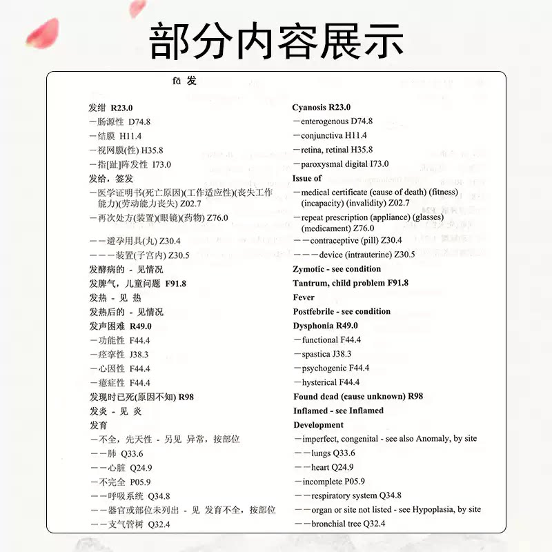 ICD-10 疾病和有关健康问题的国际统计分类 第2二版 第三卷 字母顺序索引 第十次修订本CHS-DRG DIP入组病案诊断编码员考试