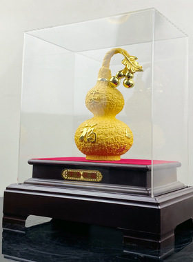 葫芦摆件 绒沙金平安是福葫芦福禄摆件 中式家居装饰品树脂摆设