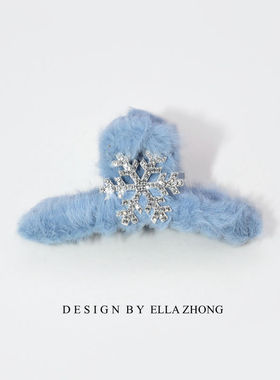 Ellazhong抓夹毛绒原创雪花发饰