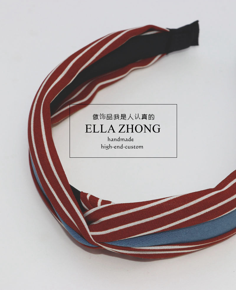 EllaZhong条纹发箍头箍女宽复古百搭简约港风发卡日系韩国发饰-图0