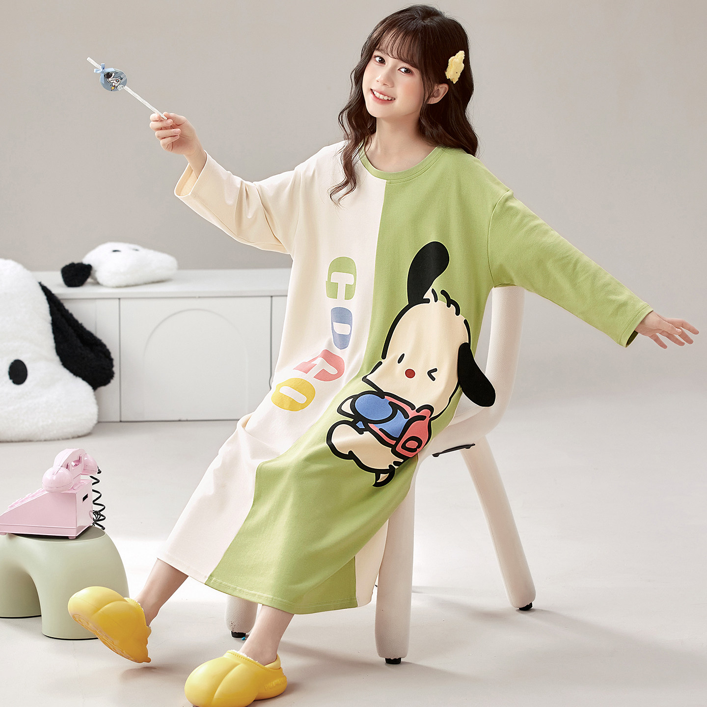 女童睡裙春秋季纯棉长袖2026新款可爱超萌长款睡衣亲子母女家居服,淘宝优惠券,粉丝福利购,淘宝优惠卷