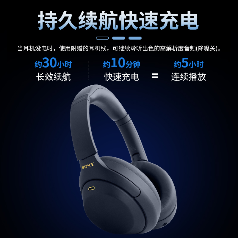 Sony/索尼 WH-1000XM4四代头戴式主动降噪无线蓝牙耳机1000XM5 - 图2