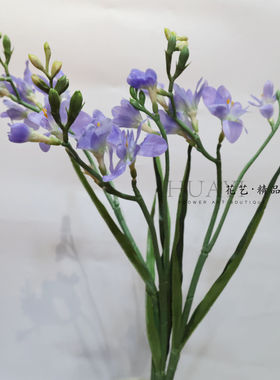 仿真绿植紫色小花马兰花插花摆件复古风室内装饰手工DIY仿真花艺