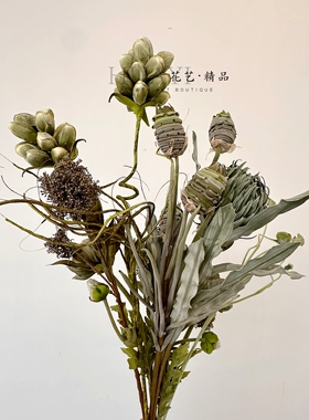 灰绿色系复古仿真花束龙血树家居装饰摆件帝王花灯笼果虞美人