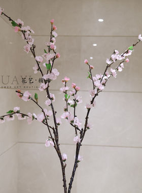 仿真桃花樱花碧桃海棠花枝大树装饰干支梅腊梅插花艺白色粉色花束
