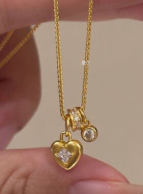 小红书新款金色爱心项链2024爆款