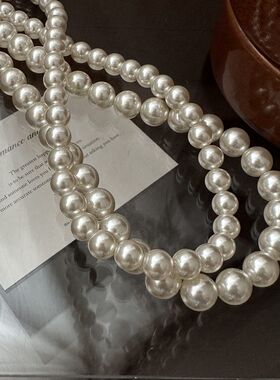 S925纯银韩版小众设计强光珍珠项链韩国简约博主Fever锁骨链