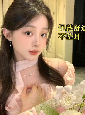 gaoxiang韩系闪锆蝴蝶结水滴吊坠耳环女轻奢感耳钉独特绝美巨好看