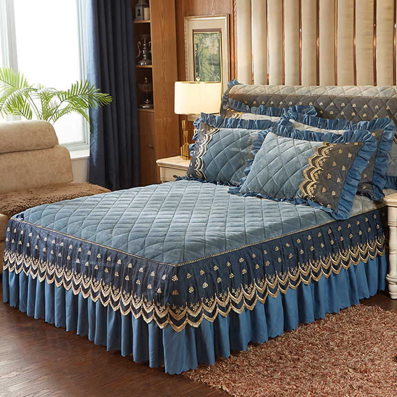 冬保暖加厚法莱绒蕾丝床裙单件夹棉床罩公主席梦思防滑床套床头罩,淘宝优惠券,粉丝福利购,淘宝优惠卷