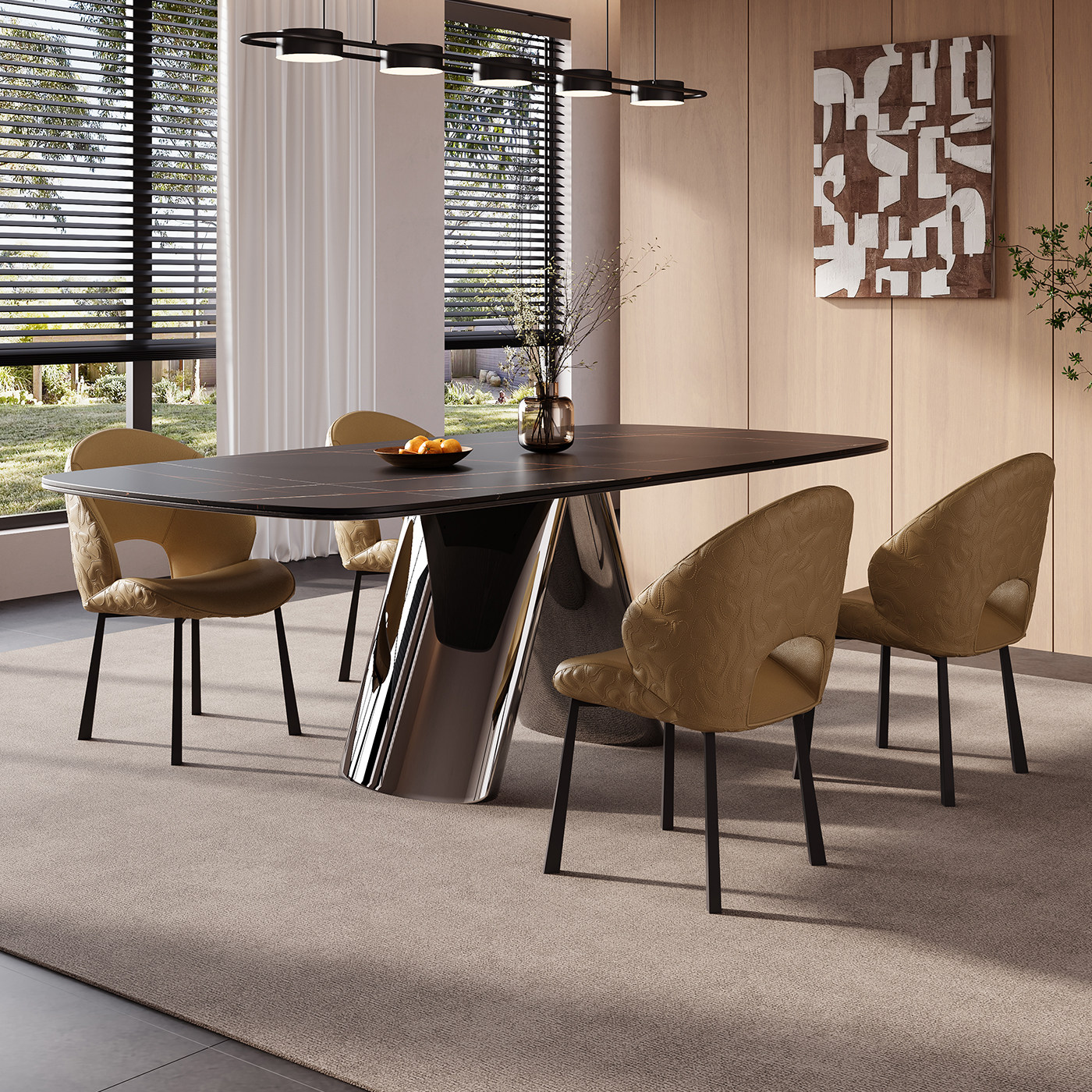 意式轻奢岩板餐桌家用现代简约长方形桌别墅酒店餐厅高定洽谈桌椅,淘宝优惠券,粉丝福利购,淘宝优惠卷