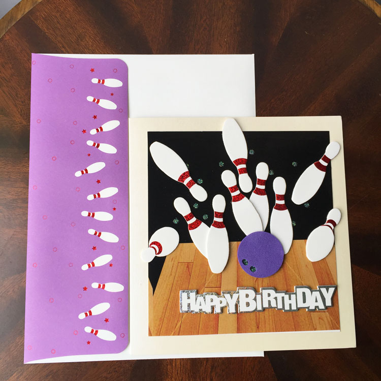 Birthday card手工賀卡對折3D生日卡保齡球生日卡配彩色信封10618 - 图3