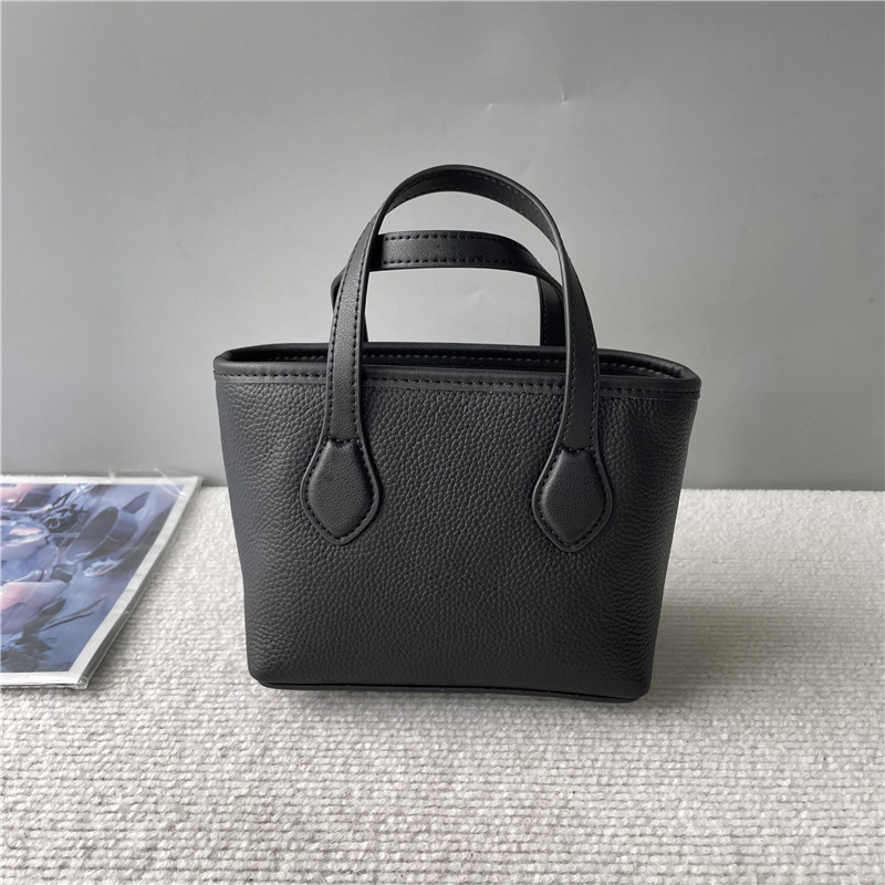 2024夏季新款菜篮子头层牛皮手提单肩斜挎包撞色时尚百搭真皮女包 - 图2