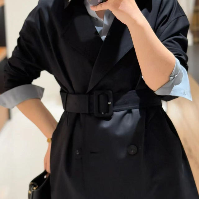 Spot Dewdrop Series 25 Spring New Silk Wool Jersey Double Bretted Trench Coat