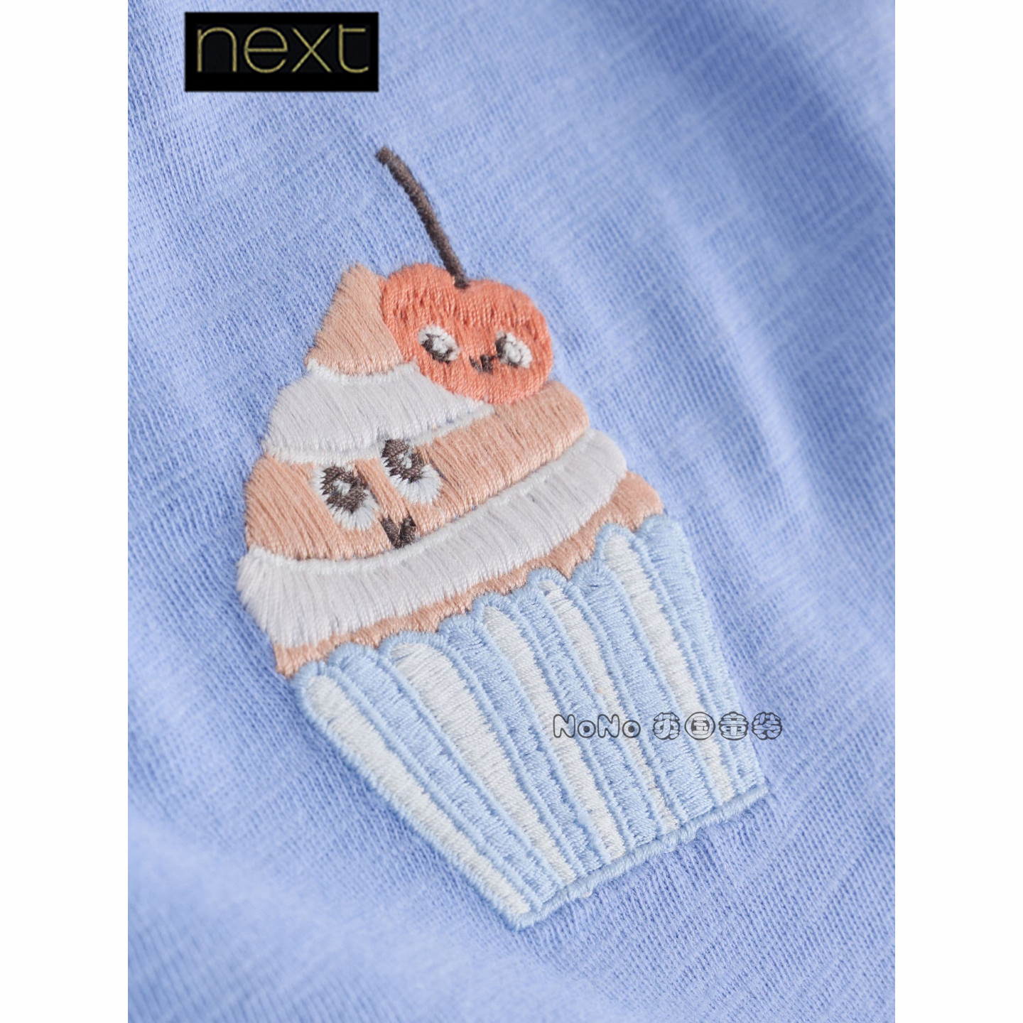 英国Next代购女童蓝色蛋糕刺绣甜品短袖T恤衫全棉1-7岁W60-462,淘宝优惠券,粉丝福利购,淘宝优惠卷