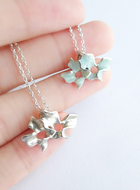 原创纯银禅意蝶恋花项链手工定制