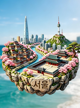 韩国金属冰箱贴旅游纪念品