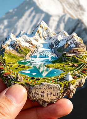 萨普神山金属冰箱贴旅游纪念品