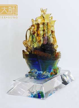 宋韶光2025一帆风顺琉璃商务摆件