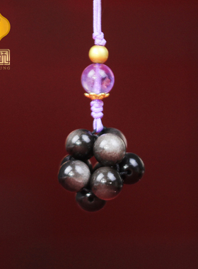 宋大师大力锤银曜石珠挂件