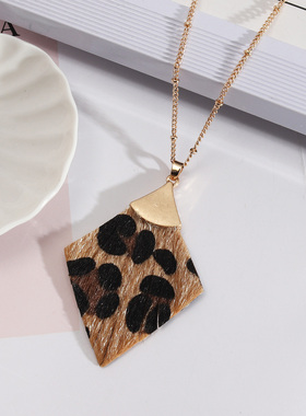 欧美风饰品几何形三角鲍鱼贝长款