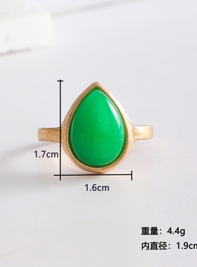 原创设计 欧美风饰品 水滴形天然石合金时尚个性简约戒指女