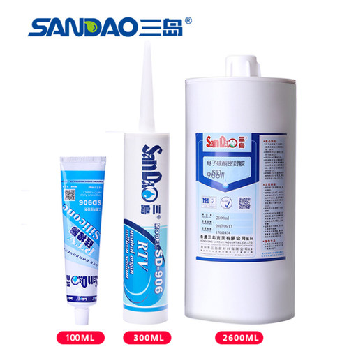 三岛SD906耐高温硅橡胶rtv胶水软性电子固定黑白色透明绝缘300ml - 图1