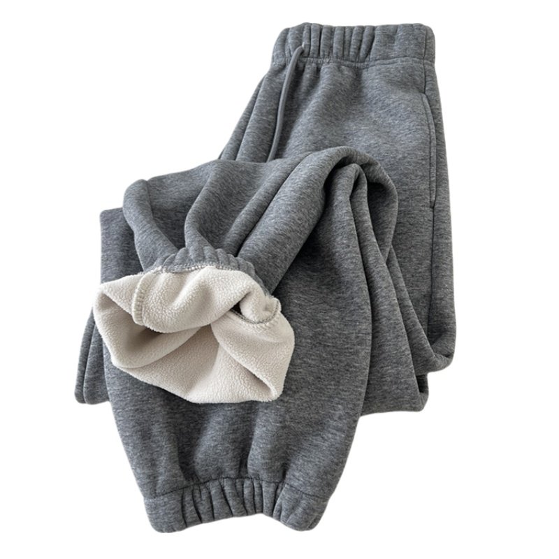 藏肉束脚卫裤女秋冬宽松加绒加厚学生运动裤抽绳长裤灰色休闲裤子,淘宝优惠券,粉丝福利购,淘宝优惠卷