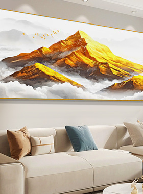 图整副办公室山水现代壁画客厅背靠靠山装饰画背景墙挂画沙发金山