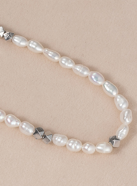 极光以南淡水珍珠项链女锁骨链银