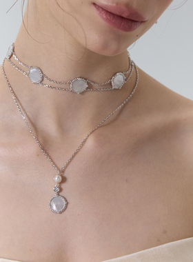 极光以南原创贝壳颈链纯银项链女