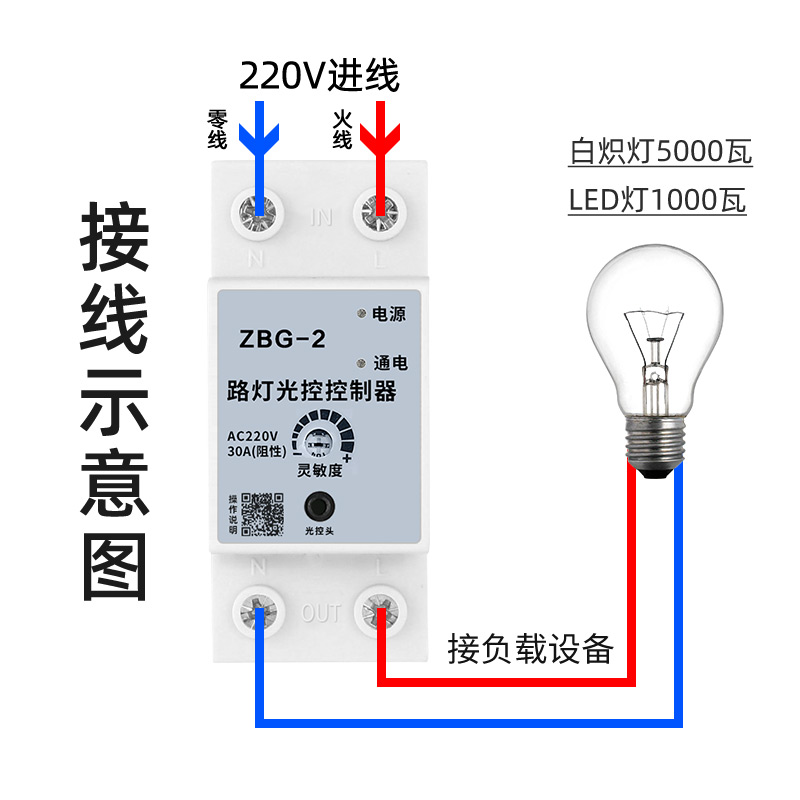 路灯光控开关220V门头招牌灯广告灯箱自动开灯关灯控制器感光探头 - 图1